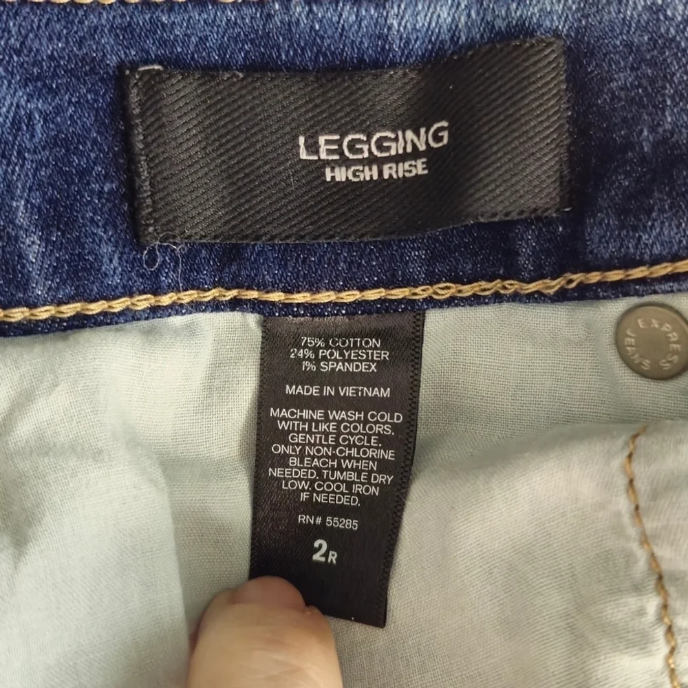 Express 2 High Rise Legging Light Blue Acid Wash Skinny Distressed Jegging Jeans